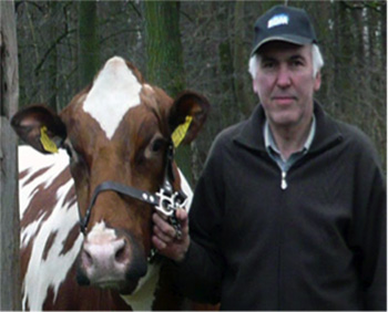 Antonius Richter with brown and white cow